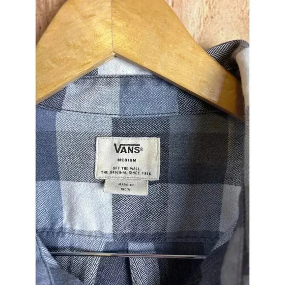 VANS Checkered Gray White Men's Flannel Size M - Picture 2 of 8